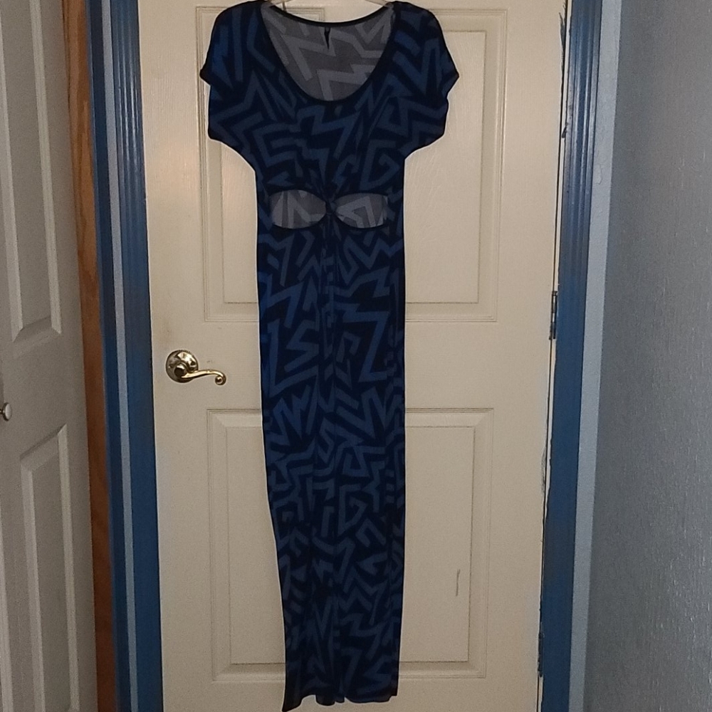 SS BLUE AZTEC CUTOUT MAXI